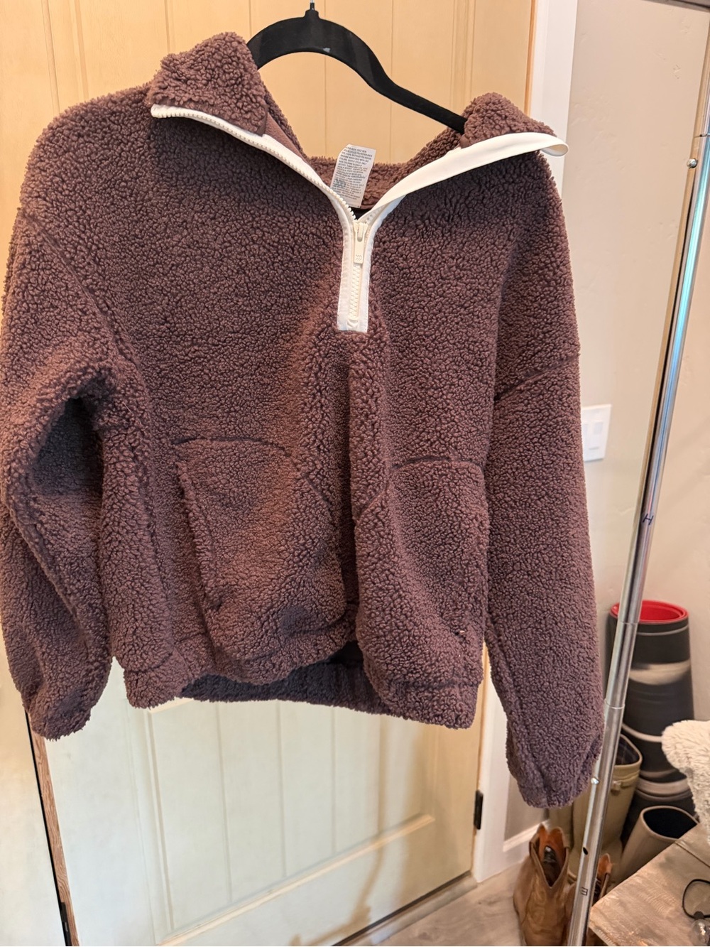All In Motion Women's Brown Sherpa Half-Zip Pullover Jacket - Picture 2 of 2